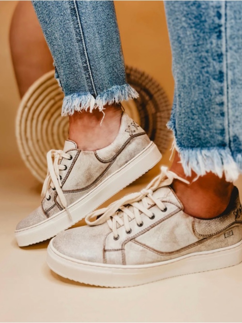 Bed Stu Azeli Leather Platform Sneaker Nectar Lux Distressed Women's Size 8.5